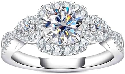 Moissanite Rings Cushion Cut Engagement Rings 1.434cttw D Color VVS1 Clarity 925 Sterling Silver Promise Wedding Anniversary Rings for Women with Certificate