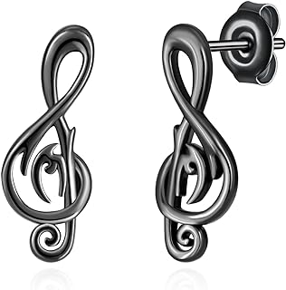 925 Sterling Silver Music Note Earrings with Dragon Design and Push Back for Women and Girls - Hypoallergenic Music Lover Jewelry Gift