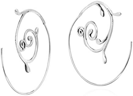 AeraVida Spiral Elegance Branch Sterling Silver Spiral Slide Hoop Earrings | Spiral Hoop Earrings | Hoop Earrings for Women Sterling Silver | Sterling Silver Hoop Earrings Jewelry Gifts