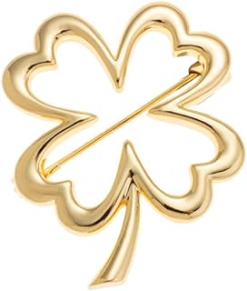 Gold four-leaf clover brooch pin Flowers brooch,Plant brooch，Suit Stud, Shirt Studs, Lapel Pin for women girls，Dainty Christmas Wedding Birthday Holiday Jewelry Unisex Gifts