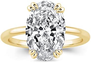 5CT Stunning Oval Cut Engagement Ring for Women,Simulated Diamond Ring,18K Yellow Gold Plated 925 Sterling Silver Promise Ring