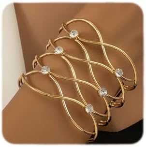 Women's Zinc Alloy Cross Cuff Bracelet with Crystal Accent, Gold Plated Punk Style by YERTTER