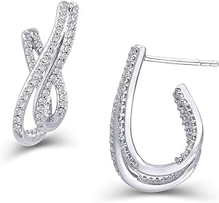 0.20 to 1 Cttw Diamond Crescent Moon Stud Earrings in 14K White Gold (I-J/I2-I3) Vintage Stud Earrings Half Moon Stud Twisted Stud Earrings