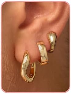 Chic Cubic Zirconia-Studded Push Back Wavy Hoop Earrings in Yellow Gold for Women, Versatile and Hypoallergenic Design