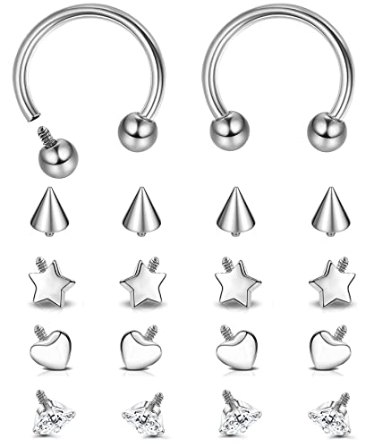 16g Septum Rings for Women Men, Implant Grade G23 Titanium Septum Ring, Internally Threaded Horseshoe Hoop Helix Daith Cartilage Tragus Earrings, Circular Barbell Piercing Jewelry for Eyebrow Lip Nipple Piercing Jewelry
