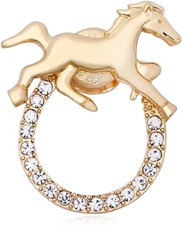 Horse Lucky Horseshoe Magnetic Brooch Eyeglass Holder 3 Tone