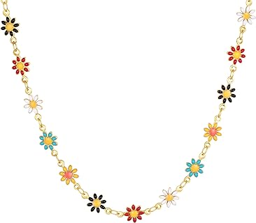 Flower Necklace Daisy Necklace for Women Flower Anklet Bracelets for Women Colorful Necklace for Women Girls