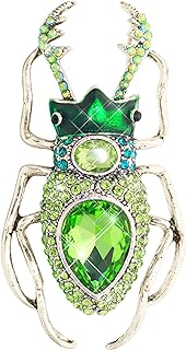 Beetle Brooch with Pin Clasp and Austrian Crystals for Men, Women, and Girls - Alloy Metal Crystal-Encrusted Insect Pin
