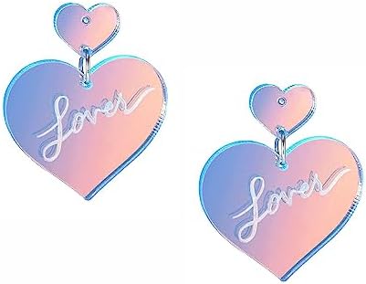 Charming Pink Heart Bronze Dangle Earrings with Secure Post Clip and Goldstone Gems for Women