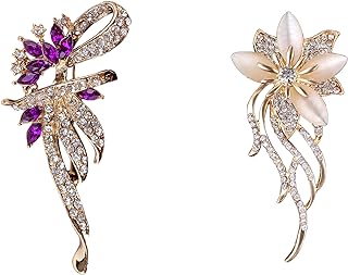 2PCS flower brooch pins for women fashion rhinestone crystal brooches pins