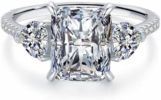 Timeless White Gold Blocaci Moissanite Engagement Ring in Radiant Cut Design for Women - Perfect for Wedding Anniversary or Promise Ring.