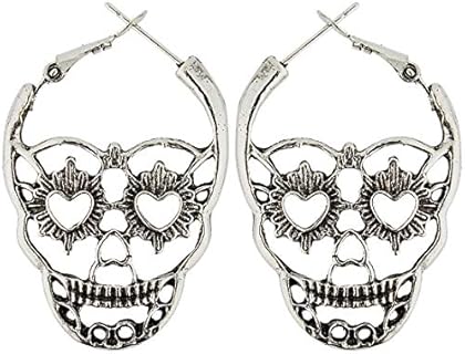 Women's Sugar Skull Earrings Gothic Halloween Hoop Earring Set, Dia de los Meurtos, Day of the Dead Jewelry