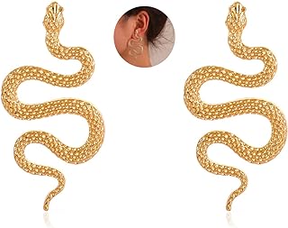 Vintage Gothic Snake Dangle Earrings for Women with Push Back Finding - Punk Animal Alloy Studs Earrings, Perfect Halloween Jewelry Gift