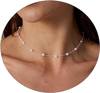 Pearl Necklaces for Women 14K Gold Plated Dainty Gold Pearl Pendant Necklace Layered Pearl Chain Necklace Freshwater Pearl Necklace Everyday Jewelry Gift for Girls