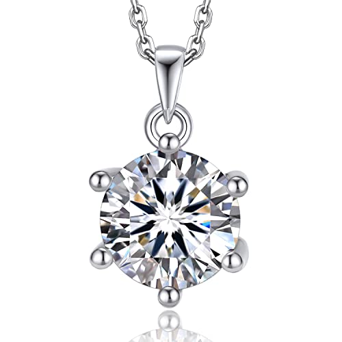 Pendant Necklace, Anniversary Sparkling Gifts for Women, 1Carat Moissanite Necklace for Women 925 Sterling Silver Solitaire Necklace, Birthday Mother's Day Holiday Gift