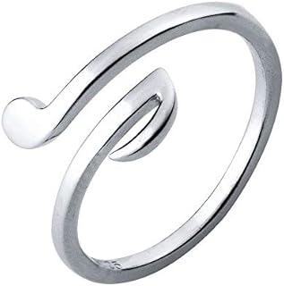 Expandable Wedding Ring with S925 Sterling Silver Music Note Design - Hypoallergenic Adjustable Open Cuff Band for Women and Girls