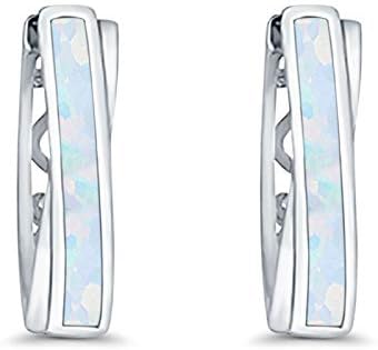 Twist Filigree Hoops Earrings Lab Created Opal 925 Sterling Silver