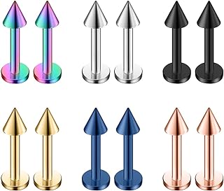 Ruifan 12-20PCS 20G Surgical Steel Labret Monroe Lip Ring Tragus Helix Earring Stud Piercing Jewelry