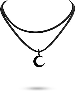 Sacina Gothic Boho Star Sun Moon Choker Necklace, Black Choker, Black Necklaces for Women, Gothic Necklace, Goth Choker,Vintage Necklace, Christmas New Year Jewelry Gift for Women