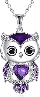 925 Sterling Silver Owl Pendant Necklace with Cubic Zirconia for Women - Wisdom and Bravery Inspired Design