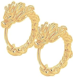 Gothic Punk Style Dragon Hoop Earrings for Women & Girls, Hypoallergenic Vintage Gold Statement Earrings With Traditional Chinese Dragon Design, Crafted from High-Quality Copper