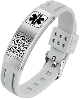 Buckle Clasp Silicone Medical ID Bracelets with Rope Chain, Ideal for Men and Women, Sporty and Waterproof Design