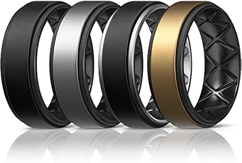 Breathable Silicone Wedding Ring for Men by Egnaro - Stretchable, Safe and Comfortable Active Lifestyle Band Ring