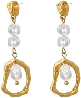 Exquisite Long Baroque Pearl Drop Earrings with Durable Alloy Backing and Push Back Finding