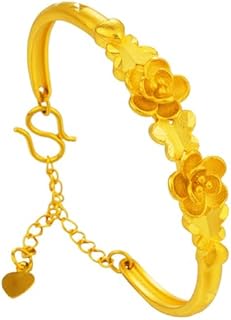 Fashion Double Flower Link Bracelet 18K Gold Plated Adjustable Chain Bracelet Butterfly Cuff Bracelet