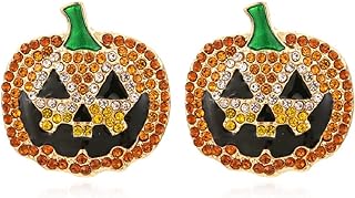 Pumpkin Earrings for Women, Halloween Pumpkin Stud Earrings for Girls, Cubic Zirconia Pumpkin Ear Studs, Holiday Pumpkin Jewelry Gifts Funny Earrings