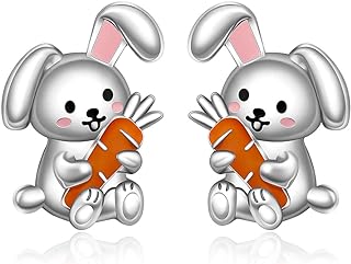 Easter Bunny Earrings Evil Eye Shamrock Ghost Earrings for Women Dinosaur Volleyball Studs Sterling Silver S925 Mothers Day Christmas Gifts