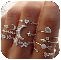 Versatile CSIYANJRY99 Silver Stackable Rings for Women with Cubic Zirconia - Boho Star, Moon, Flower Designs
