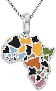 Pome Africa Necklace in Sterling Silver, Multi-Color Pendant, Made in America