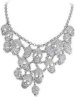 EVER FAITH Austrian Crystal Skull Necklace with Rolo Chain and Lobster-claw Clasp for Gothic-inspired Lovers