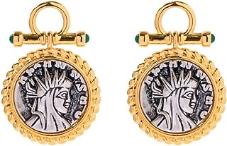 ANIZOXY French Retro Vintage Antique Double Sided Embossed Ancient Coins Greek Goddess Stud Earrings Exclussive Common Luxury Earrings for Women