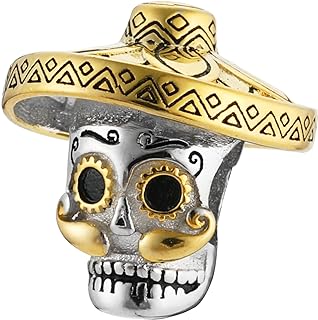 Mexican Dia de Los Muertos, Sterling Silver Skull Charm Bracelet Compatible with Pandora