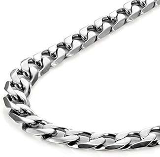 Classic Mens Link Chain Necklace, Cuban Style, Silver, Black or 24K Gold Plated, 316L Stainless Steel Link Chain 19", 21", 23", 26" Inches (6, 8, 10 mm Wide) Branded Gift Box, Men's Jewelry Gift