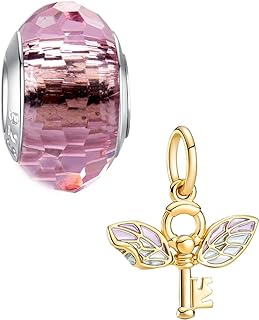 Sterling Silver Clasp Fossil Charm Bracelet with Crystal Gems for Women, Star Wars Harry Pendant Design - Perfect Girl Jewelry Gift