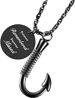 Hook Cremation Necklace for Ashes Urn Necklaces for ashes Cremation Jewelry for Ashes Fishing Necklace Urns Necklace for Ash Necklace Memory Keepsake-Forever Remembered Forever Missed
