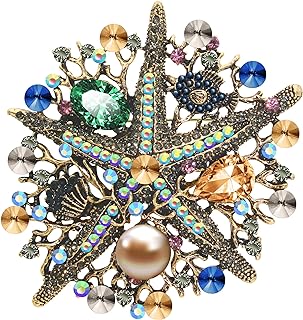 Vintage Style Full Rhinestone Austrian Crystal Starfish Brooch for Women Corsage Pin Ocean World Animal Brooches Pin