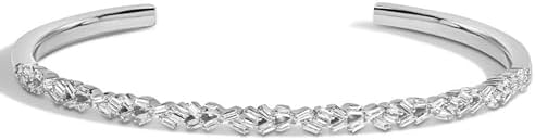 1/2 ctw Baguette Lab Grown White Diamond Zigzag Open Cuff Bracelet for Women in 10K Gold
