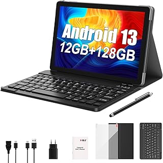 XGODY 10 Zoll Android 13 Tablet mit Tastatur und 12 GB RAM, 7000 mAh Akku, 5G WLAN, ideal für Arbeit und Unterhaltung