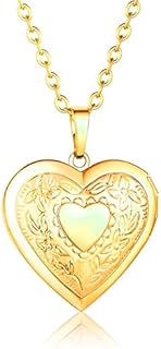 Stainless Steel Heart Shaped Locket Necklace with Photo Inside, Lobster Clasp, Cable Chain, Ideal for Women and Girls