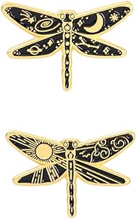 Pin Clasp Vintage Moon Dragonfly Brooches from Holibanna, Made with Alloy, Ideal for Women, Featuring Retro Dragonfly/Bird Shape Design