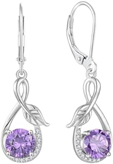 Infinity Dangle Drop Earrings 925 Sterling Silver Leverback Earrings with Leaf Cubic Zirconia Drop Earrings Anniversary Jewelry for Women