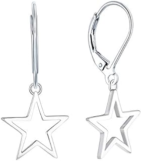 JO WISDOM 925 Sterling Silver Star Drop Earrings with Lever Back Clasp for Women, Dangle Design, Polar Star Style