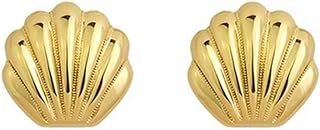 14K Gold Starfish Seashell Stud Earrings for Women, Beach Summer Jewelry with Push-Back Finding, Alloy Metal, No Gemstone