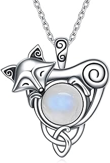 TIGER RIDER Celtic Fox Pendant Necklace/Urn Necklace for Ashes Vintage Animal Moonstone Fox Jewelry For Women Gift
