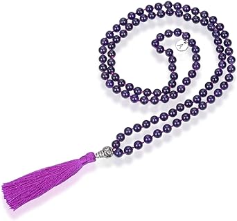 Adabele Premium 108 Mala Beads Malas Necklace - Natural Healing Gemstone Tibetan Buddhist Japa Prayer Meditation Reiki Chakra Stone Quartz Rock Women Men Jewelry