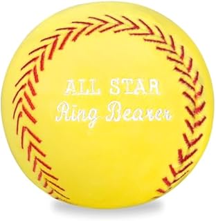Durable Embroidered Baseball Wedding Ring | Soft Plush Keepsake | All-Star Ring Bearer Gift | Ideal for Wedding Parties, Bridal Showers | Unique Design | 5in Diameter
